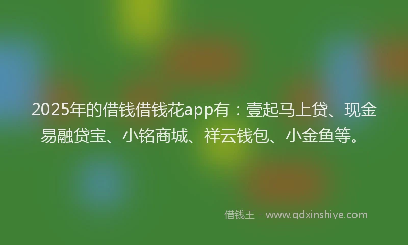 2025年的借钱借钱花app有：壹起马上贷、现金易融贷宝、小铭商城、祥云钱包、小金鱼等。