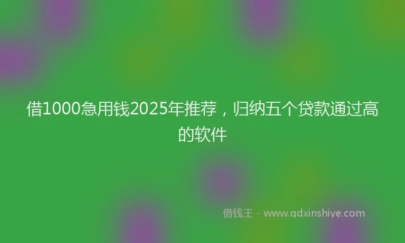 借1000急用钱2025年推荐，归纳五个贷款通过高的软件