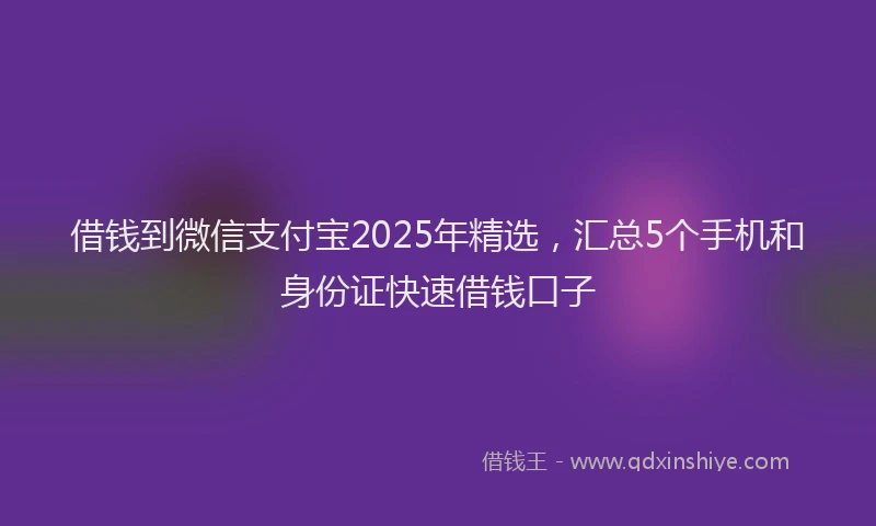 借钱到微信支付宝2025年精选，汇总5个手机和身份证快速借钱口子
