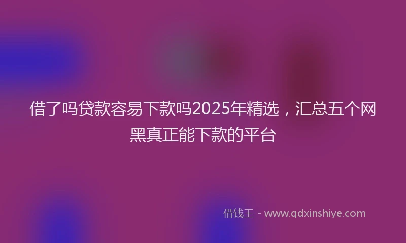 借了吗贷款容易下款吗2025年精选，汇总五个网黑真正能下款的平台