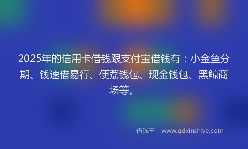 2025年的信用卡借钱跟支付宝借钱有：小金鱼分期、钱速借易行、便荔钱包、现金钱包、黑鲸商场等。
