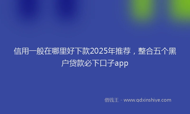 信用一般在哪里好下款2025年推荐，整合五个黑户贷款必下口子app