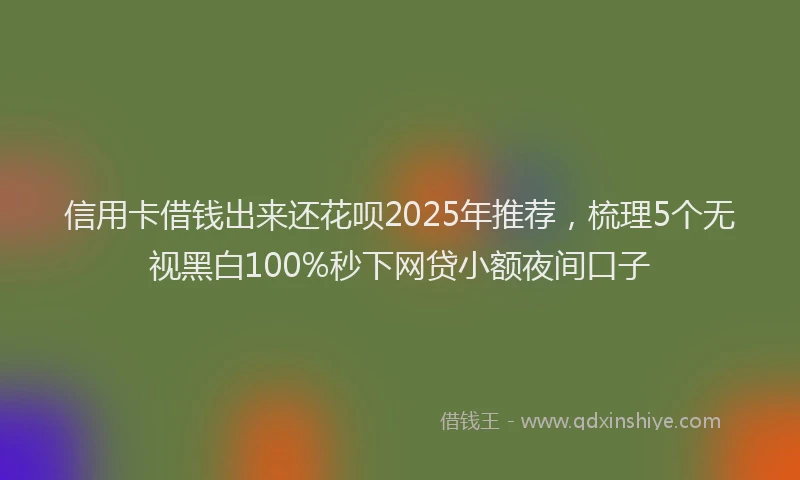 信用卡借钱出来还花呗2025年推荐，梳理5个无视黑白100%秒下网贷小额夜间口子