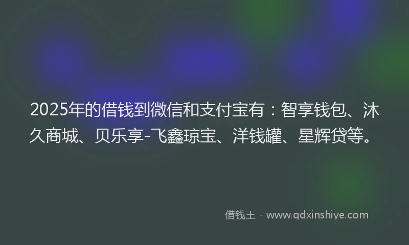 2025年的借钱到微信和支付宝有：智享钱包、沐久商城、贝乐享-飞鑫琼宝、洋钱罐、星辉贷等。