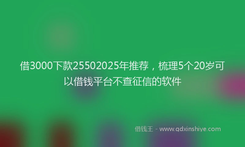 借3000下款25502025年推荐，梳理5个20岁可以借钱平台不查征信的软件