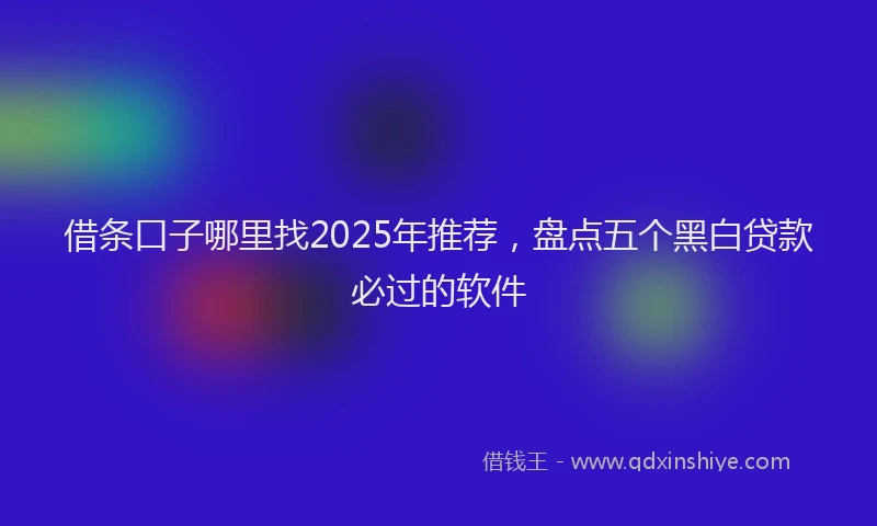 借条口子哪里找2025年推荐，盘点五个黑白贷款必过的软件