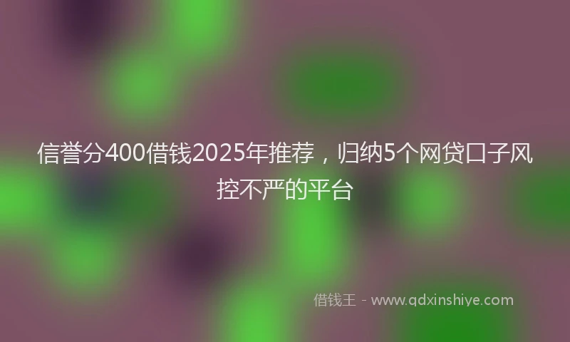 信誉分400借钱2025年推荐，归纳5个网贷口子风控不严的平台