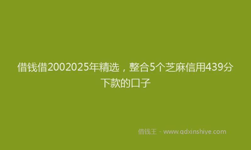 借钱借2002025年精选，整合5个芝麻信用439分下款的口子