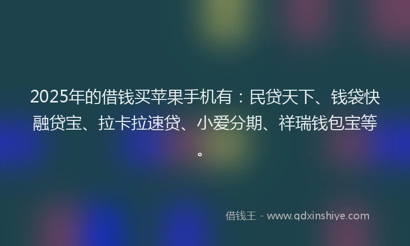 2025年的借钱买苹果手机有：民贷天下、钱袋快融贷宝、拉卡拉速贷、小爱分期、祥瑞钱包宝等。