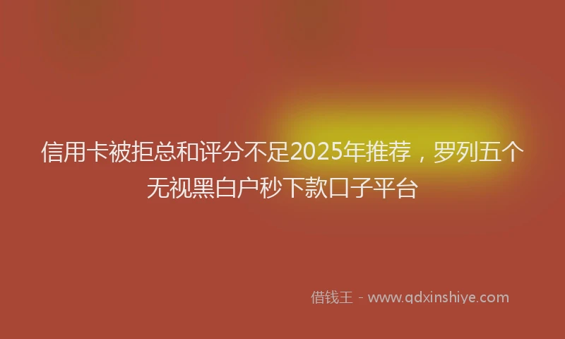 信用卡被拒总和评分不足2025年推荐，罗列五个无视黑白户秒下款口子平台