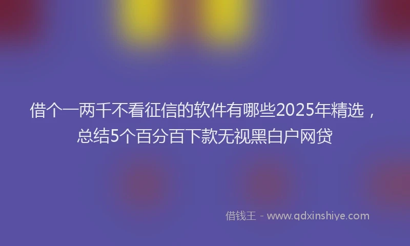 借个一两千不看征信的软件有哪些2025年精选，总结5个百分百下款无视黑白户网贷