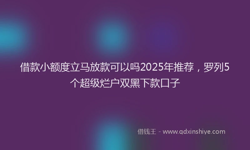 借款小额度立马放款可以吗2025年推荐，罗列5个超级烂户双黑下款口子