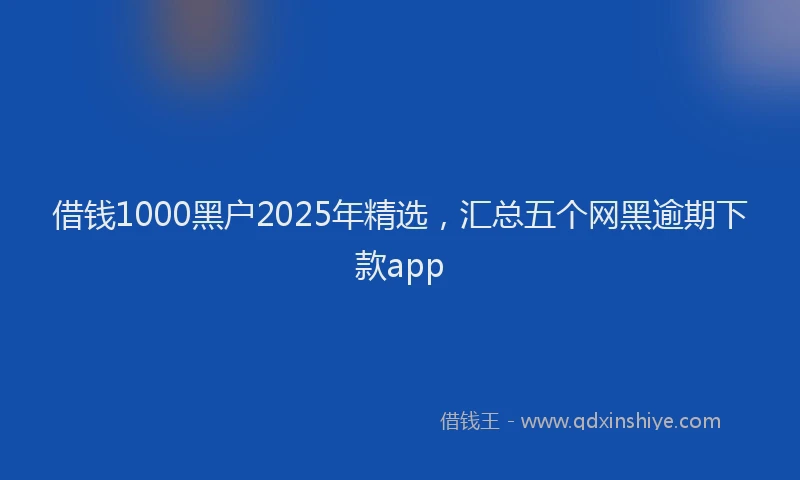 借钱1000黑户2025年精选，汇总五个网黑逾期下款app