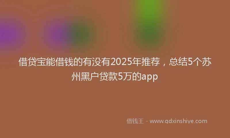 借贷宝能借钱的有没有2025年推荐，总结5个苏州黑户贷款5万的app