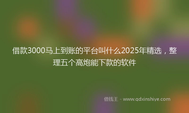 借款3000马上到账的平台叫什么2025年精选，整理五个高炮能下款的软件