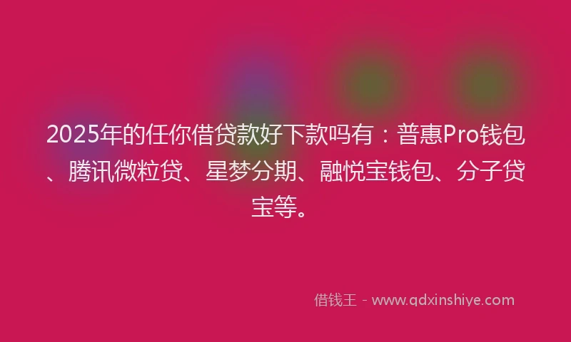 2025年的任你借贷款好下款吗有：普惠Pro钱包、腾讯微粒贷、星梦分期、融悦宝钱包、分子贷宝等。