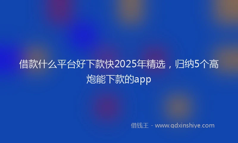借款什么平台好下款快2025年精选，归纳5个高炮能下款的app