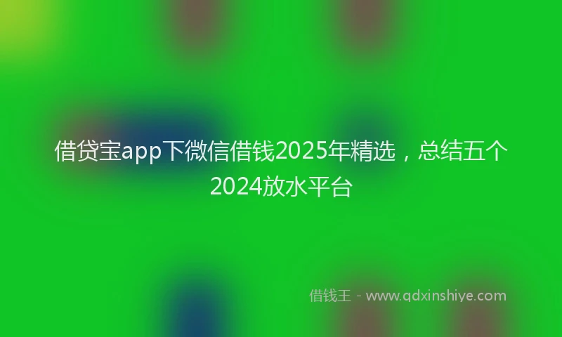借贷宝app下微信借钱2025年精选，总结五个2024放水平台