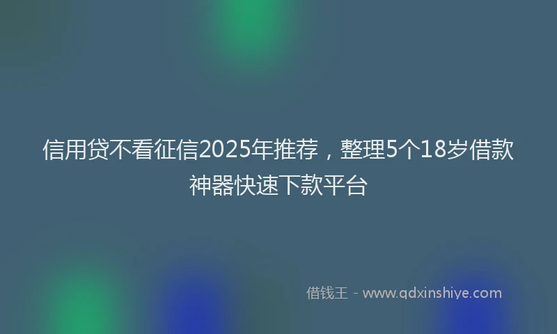 信用贷不看征信2025年推荐，整理5个18岁借款神器快速下款平台