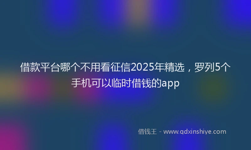 借款平台哪个不用看征信2025年精选，罗列5个手机可以临时借钱的app