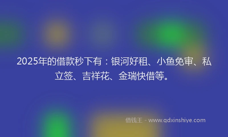 2025年的借款秒下有：银河好租、小鱼免审、私立签、吉祥花、金瑞快借等。