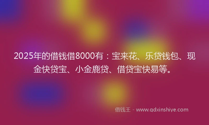 2025年的借钱借8000有：宝来花、乐贷钱包、现金快贷宝、小金鹿贷、借贷宝快易等。