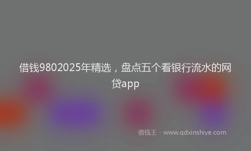 借钱9802025年精选，盘点五个看银行流水的网贷app
