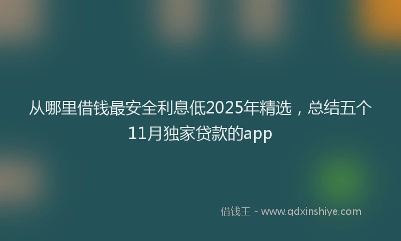 从哪里借钱最安全利息低2025年精选，总结五个11月独家贷款的app