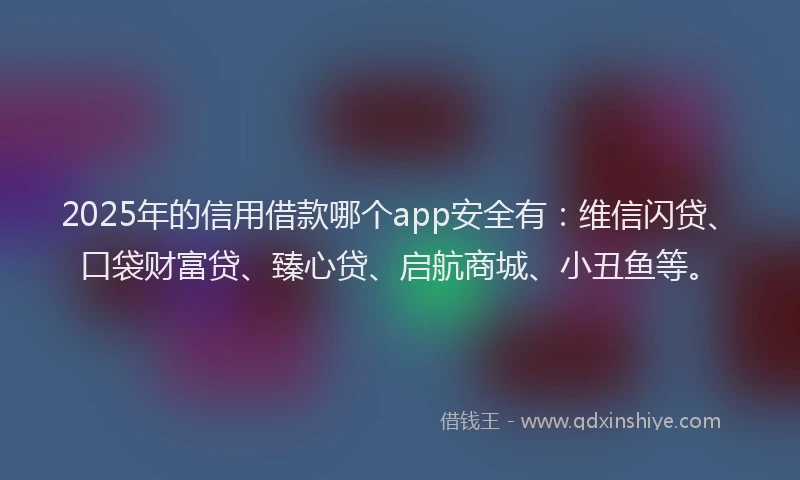 2025年的信用借款哪个app安全有：维信闪贷、口袋财富贷、臻心贷、启航商城、小丑鱼等。