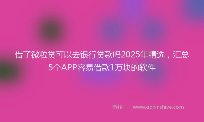 借了微粒贷可以去银行贷款吗2025年精选，汇总5个APP容易借款1万块的软件