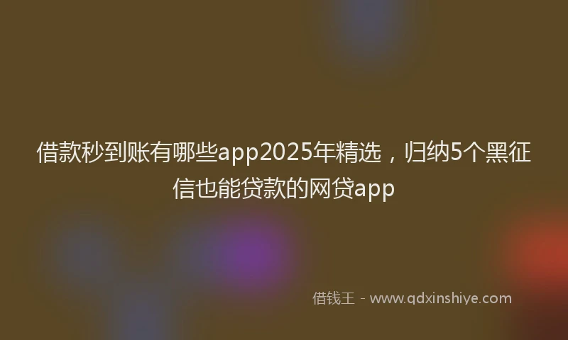 借款秒到账有哪些app2025年精选，归纳5个黑征信也能贷款的网贷app