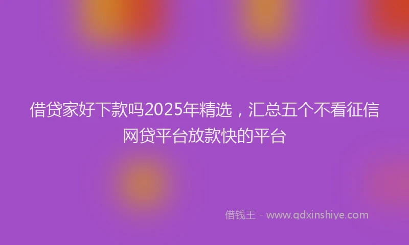 借贷家好下款吗2025年精选，汇总五个不看征信网贷平台放款快的平台