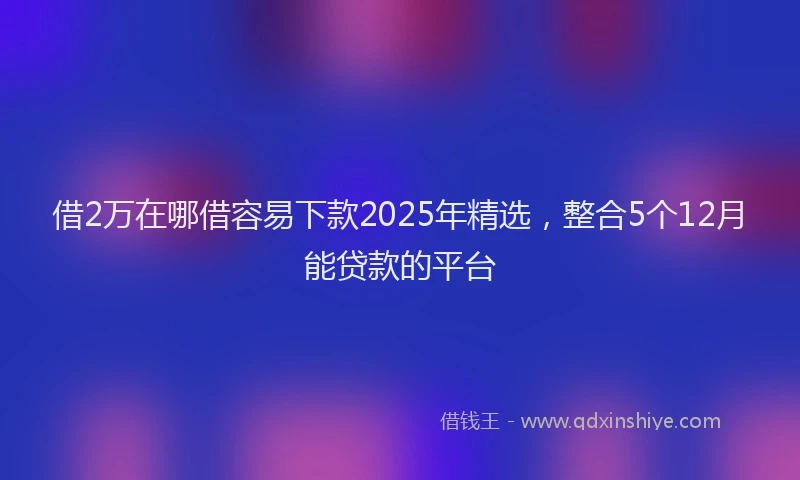 借2万在哪借容易下款2025年精选，整合5个12月能贷款的平台