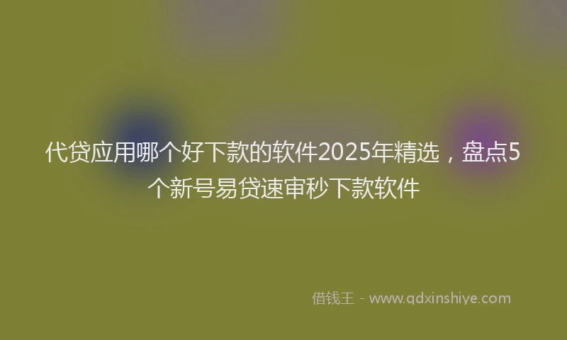 代贷应用哪个好下款的软件2025年精选，盘点5个新号易贷速审秒下款软件