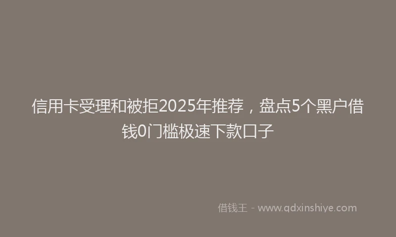 信用卡受理和被拒2025年推荐，盘点5个黑户借钱0门槛极速下款口子