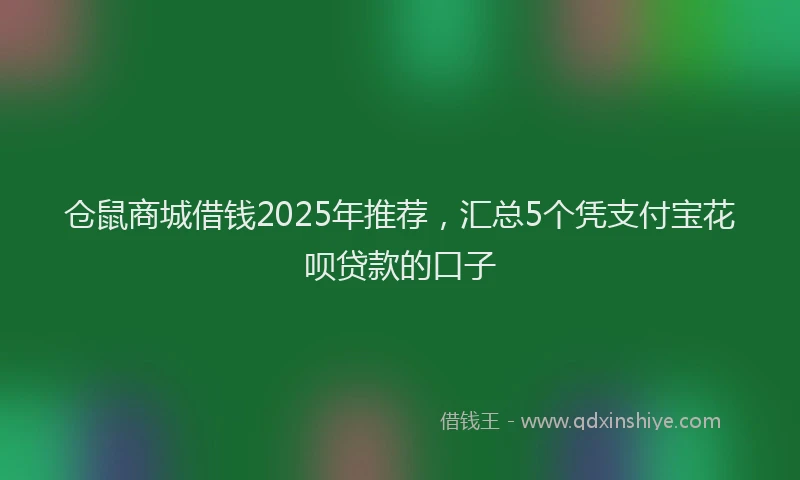 仓鼠商城借钱2025年推荐，汇总5个凭支付宝花呗贷款的口子