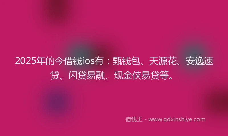 2025年的今借钱ios有：甄钱包、天源花、安逸速贷、闪贷易融、现金侠易贷等。