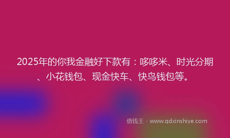2025年的你我金融好下款有：哆哆米、时光分期、小花钱包、现金快车、快鸟钱包等。
