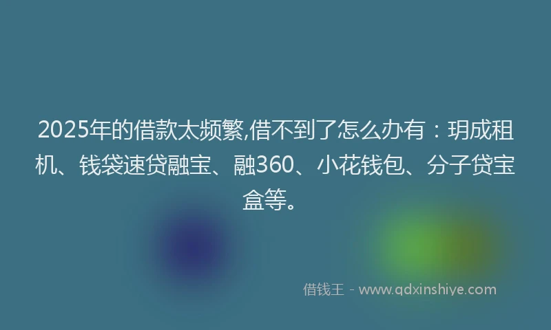 2025年的借款太频繁,借不到了怎么办有：玥成租机、钱袋速贷融宝、融360、小花钱包、分子贷宝盒等。
