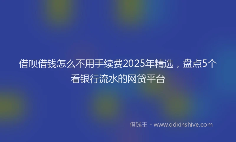 借呗借钱怎么不用手续费2025年精选，盘点5个看银行流水的网贷平台