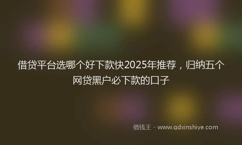 借贷平台选哪个好下款快2025年推荐，归纳五个网贷黑户必下款的口子