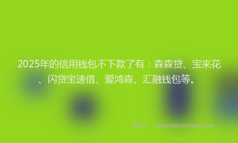 2025年的信用钱包不下款了有：森森贷、宝来花、闪贷宝速借、爱鸿森、汇融钱包等。