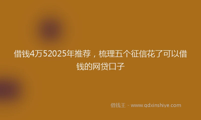 借钱4万52025年推荐，梳理五个征信花了可以借钱的网贷口子
