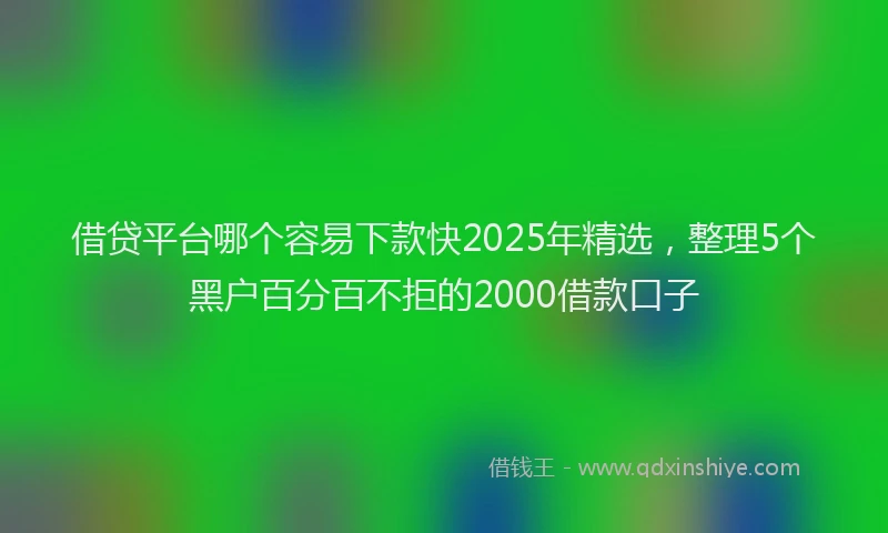 借贷平台哪个容易下款快2025年精选，整理5个黑户百分百不拒的2000借款口子