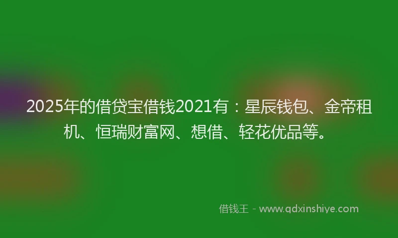 2025年的借贷宝借钱2021有：星辰钱包、金帝租机、恒瑞财富网、想借、轻花优品等。