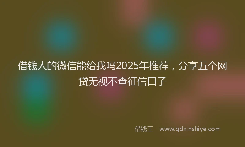 借钱人的微信能给我吗2025年推荐，分享五个网贷无视不查征信口子
