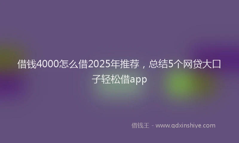 借钱4000怎么借2025年推荐，总结5个网贷大口子轻松借app