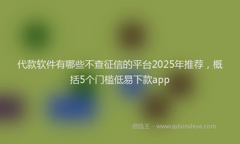 代款软件有哪些不查征信的平台2025年推荐，概括5个门槛低易下款app