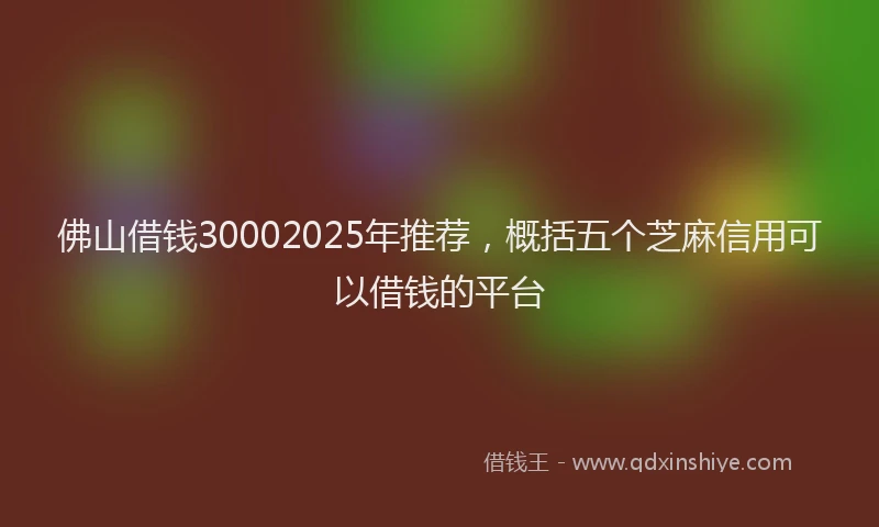 佛山借钱30002025年推荐，概括五个芝麻信用可以借钱的平台