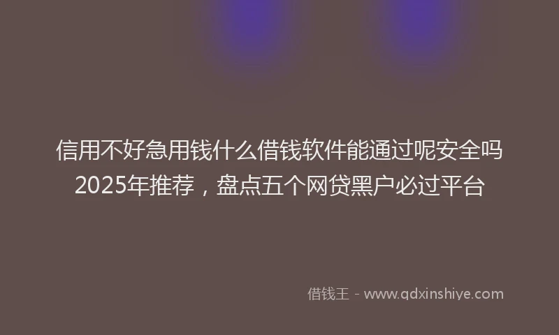 信用不好急用钱什么借钱软件能通过呢安全吗2025年推荐，盘点五个网贷黑户必过平台